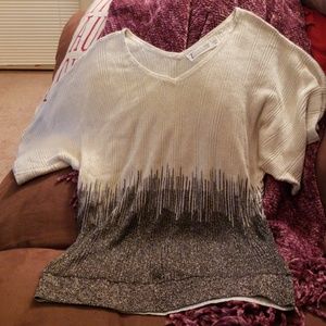 NY&Co Gold and Black Metallic Dolman Vneck Sweater